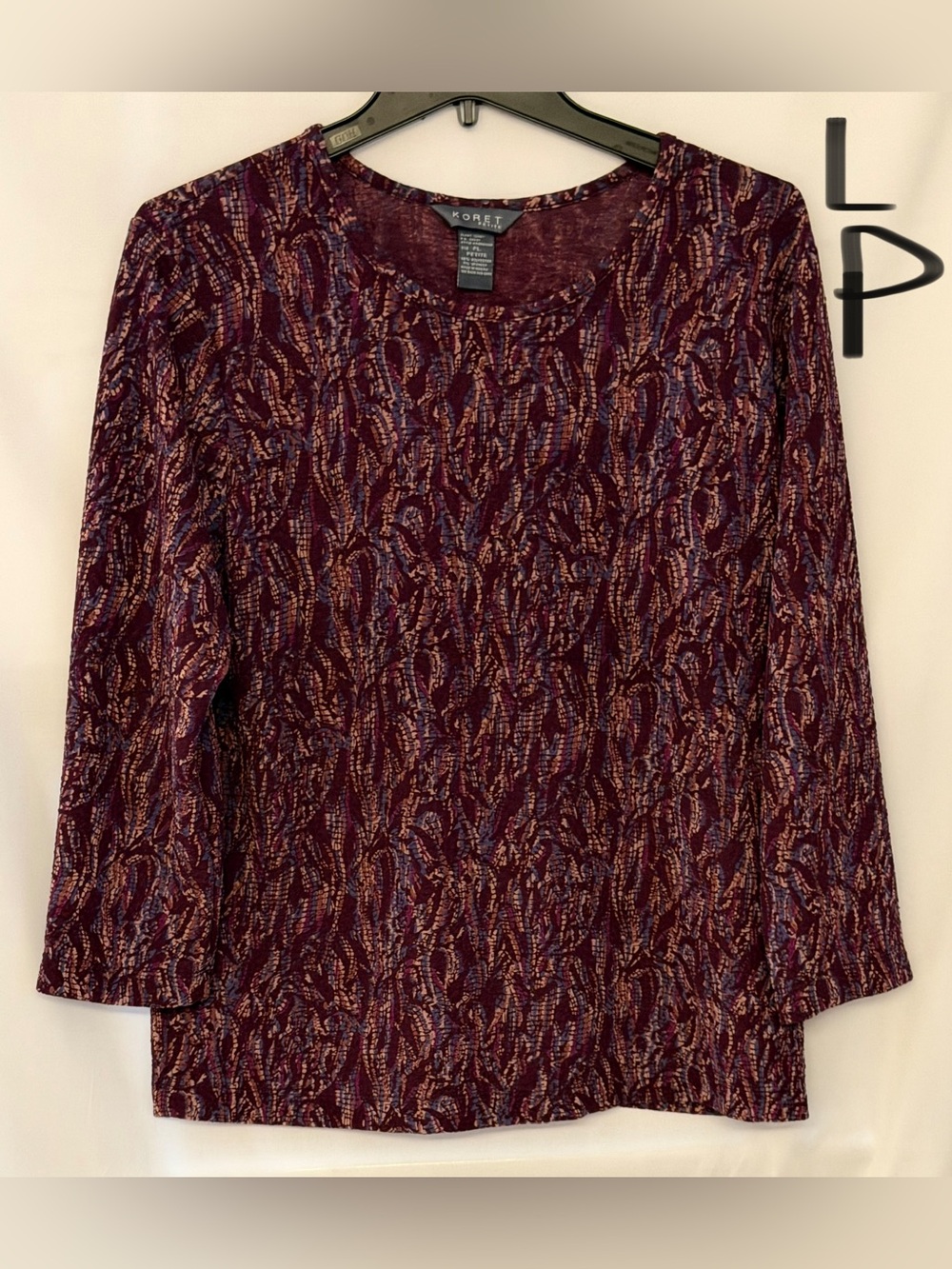 Koret Burgundy Multi-Print Long Sleeve Top
